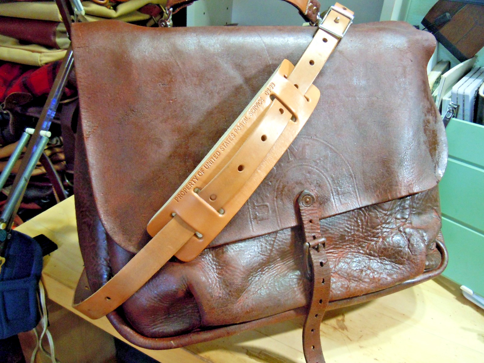 VTG Rare USPS US Leather Mail Postal Carrier Messenger Briefcase Bag # 25