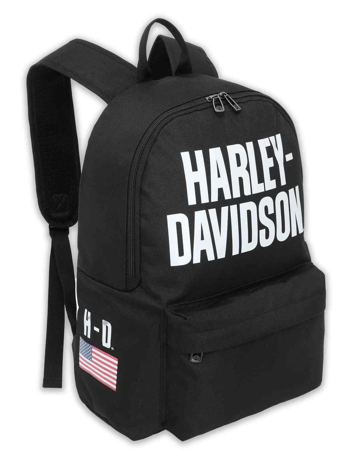 Harley-Davidson Bar & Shield Graphic Backpack w/Adjustable Straps – Black/White