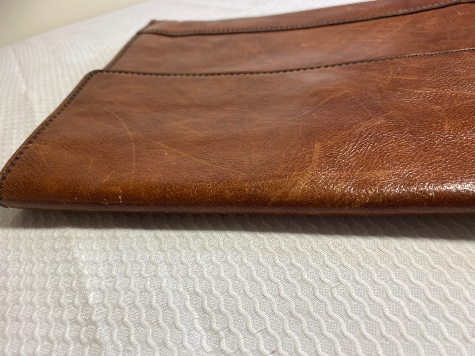 Cole Haan Brown Leather Portfolio Briefcase Document Bag Organizer Snap Closure