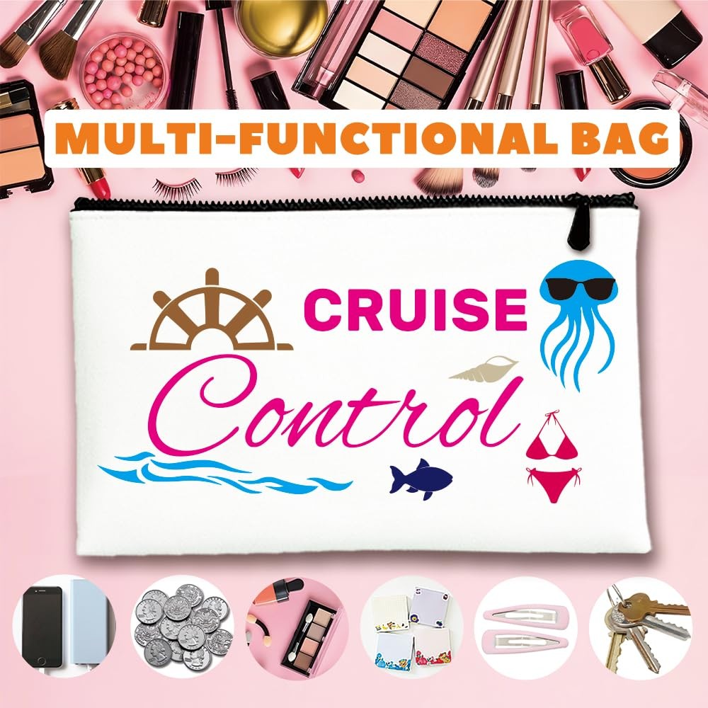 INFUNLY 8PCS Summer Canvas Cosmetic Bags Blue Boat 5.9×9 inches, Multi-color