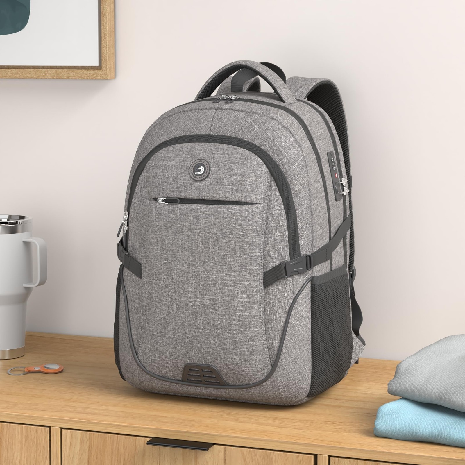 SHRRADOO Anti Theft Laptop Backpack Travel Backpacks with Large, Grey