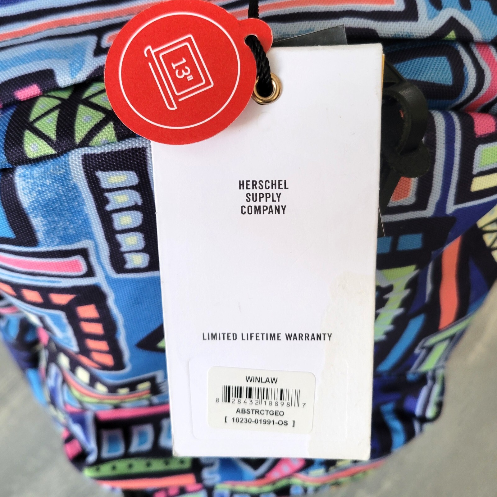 Herschel Backpack Winlaw Abstract Geometric Multicolor 13″ Laptop Slot NWT