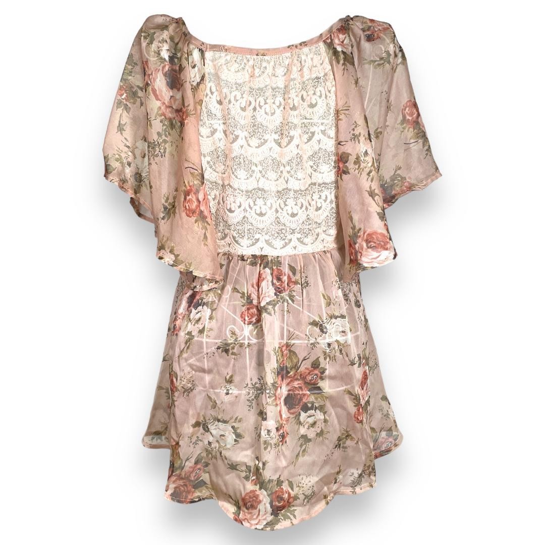 [Good condition with tag] LIZ LISA Flare sleeves Back lace Floral pattern