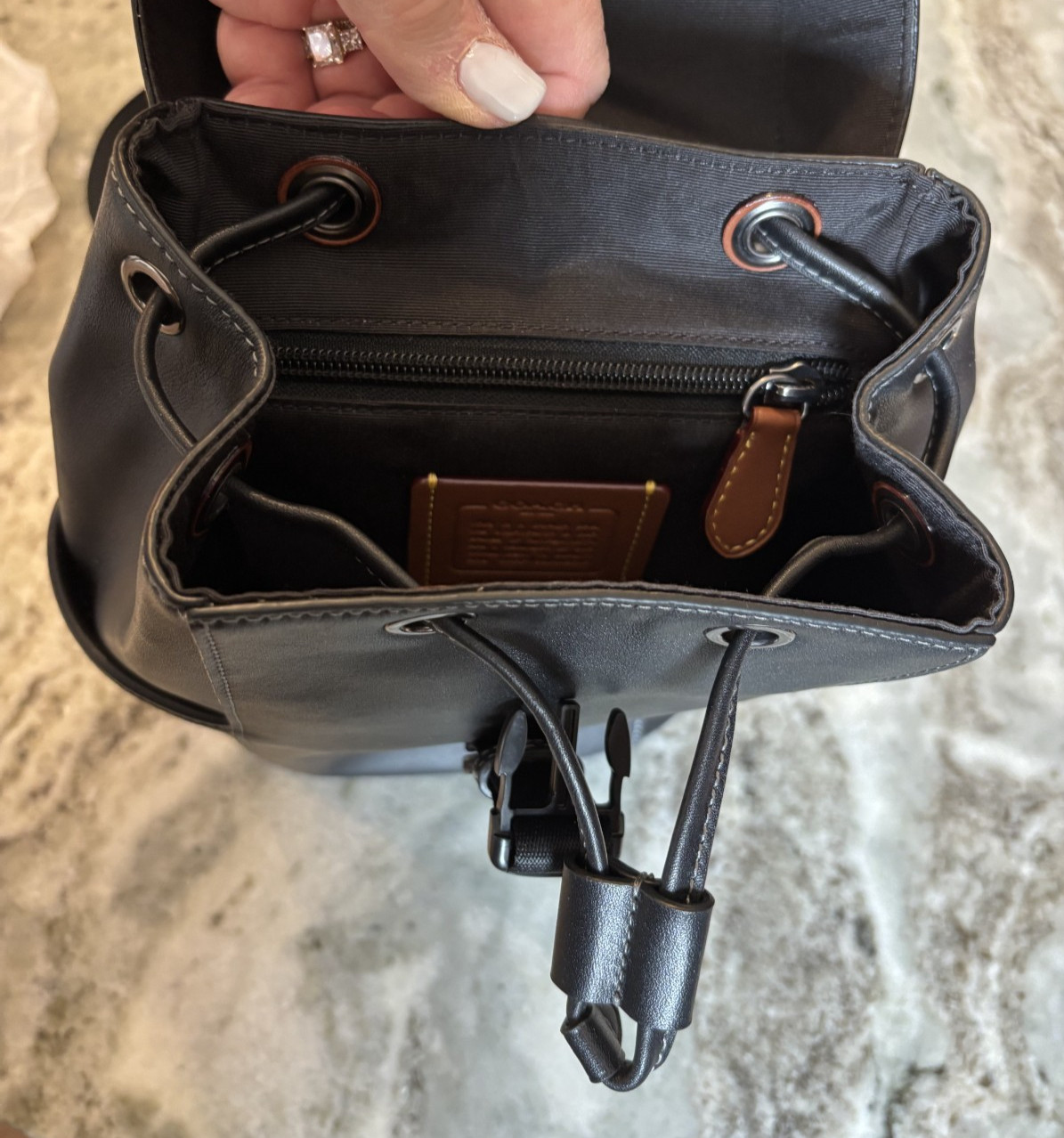 NWT Coach Racer Pack Leather Sling Backpack CU111 QB/Black Gunmetal CrossbodyBag