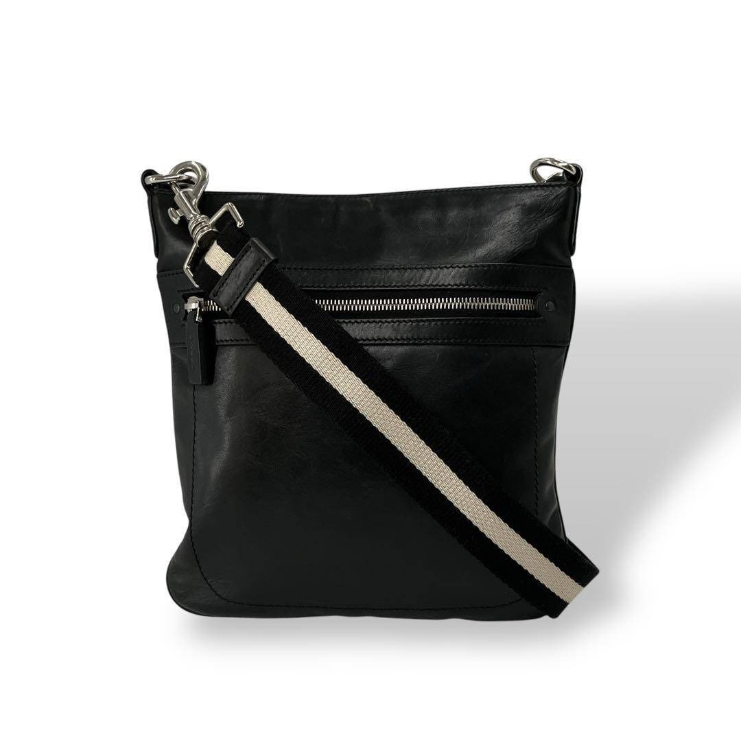 Bally Shoulder Bag Trainspotting Sacoche Black Leather Vintage 26.5x24cm