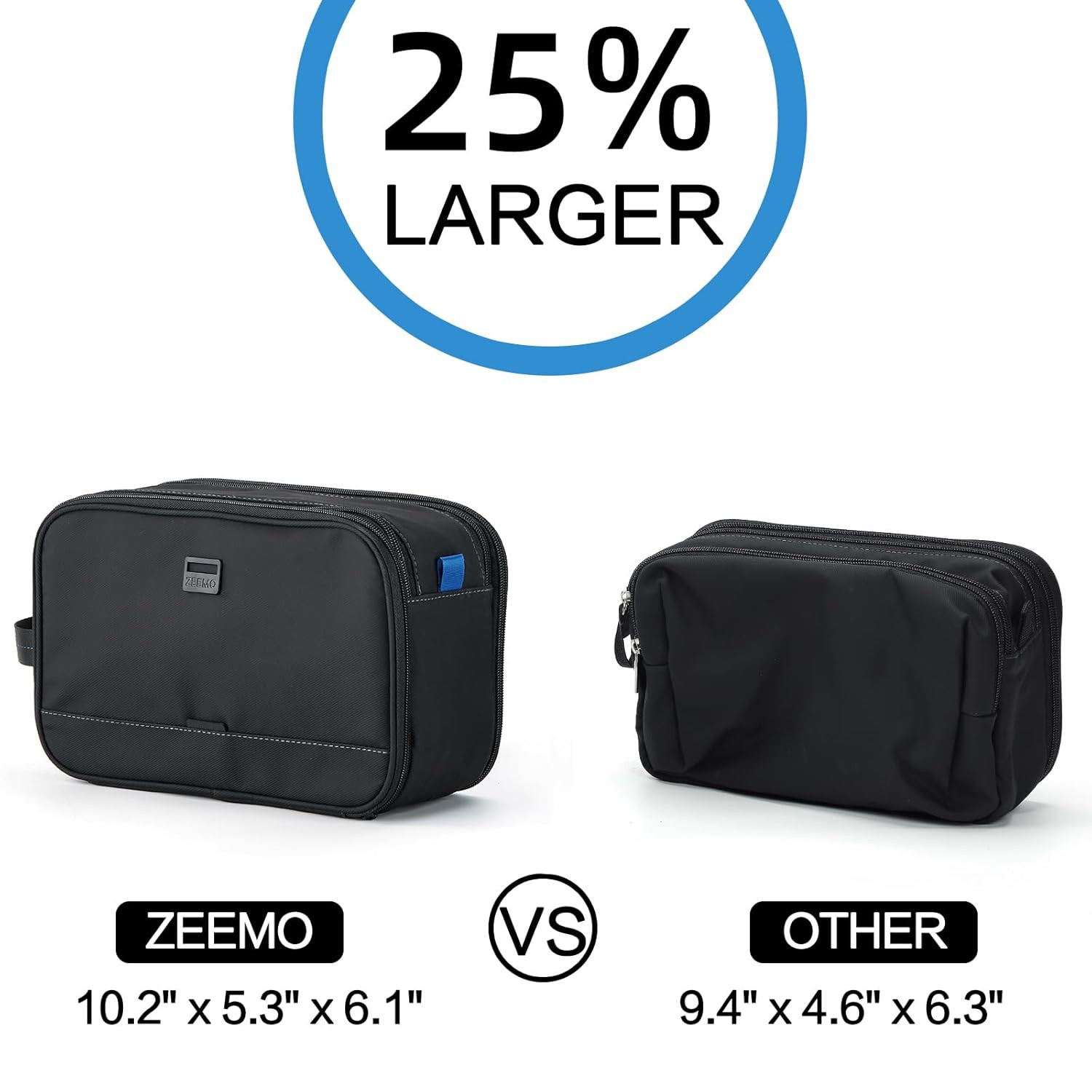 Travel Toiletry Bag for Men, Medium Water-Resistant Double-Sided Full-Open Dopp