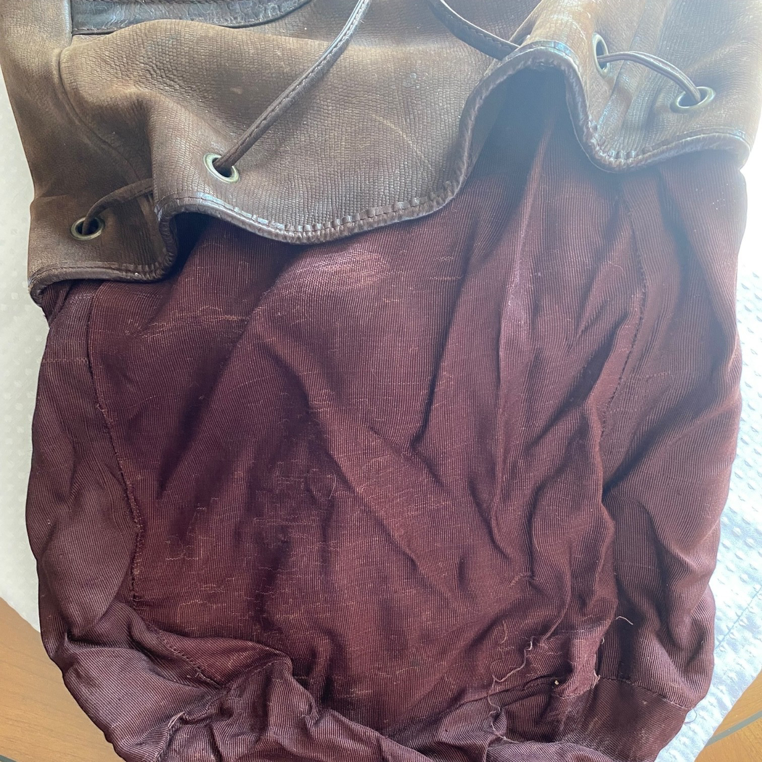 Unisex Leather Backpack Rugged Unisex Brown Vtg Classic Timeless Drawstring