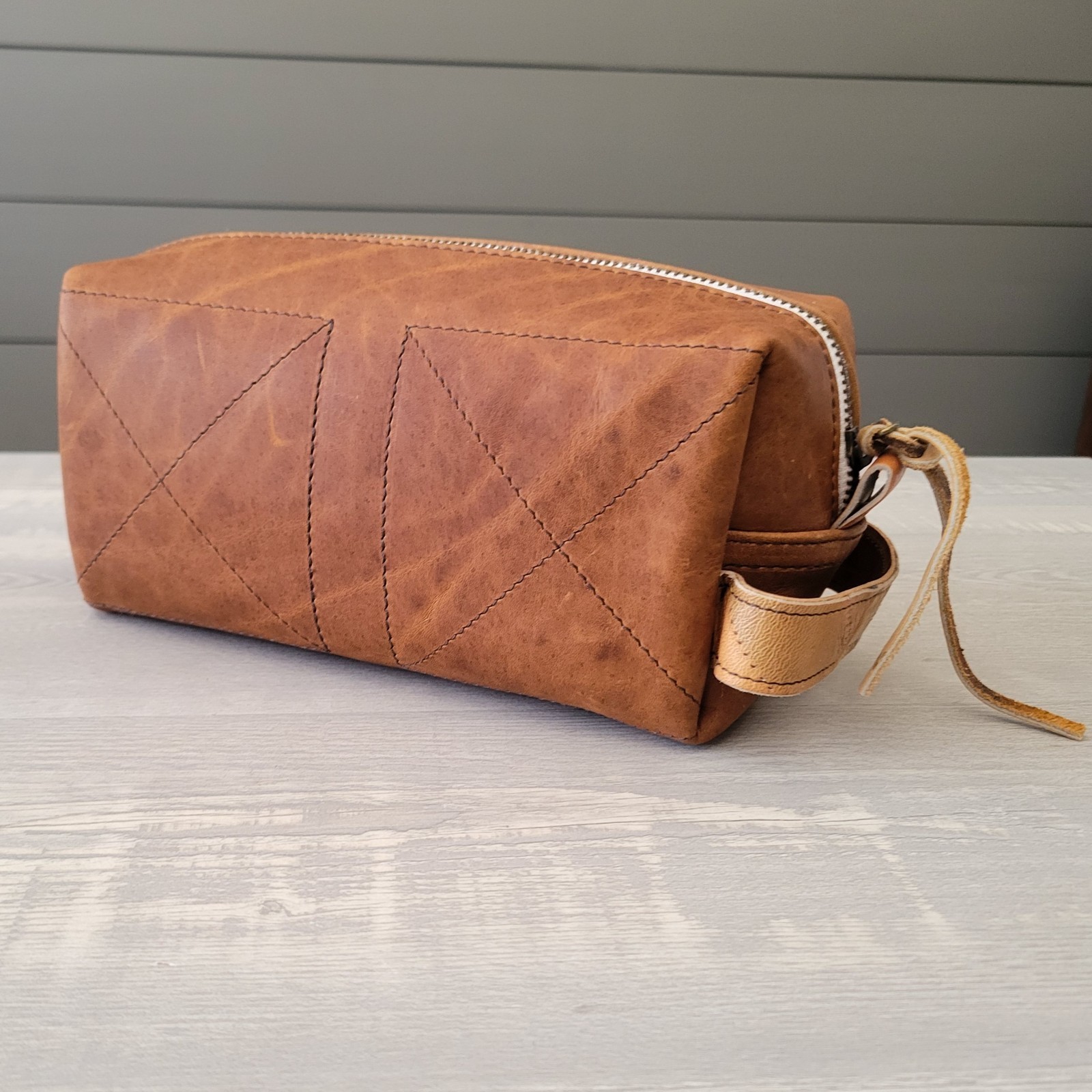 FC Goods Leather Toiletry Travel Bag Brown Vintage Baseball Glove Leather NWT