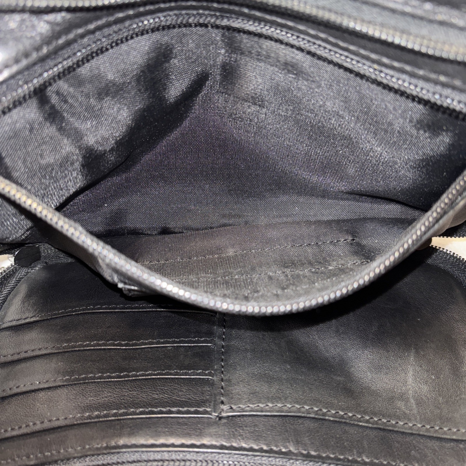 TUMI Second Bag Clutch Bag Leather Black Multi Pocket Japan W/ Charm Authentic