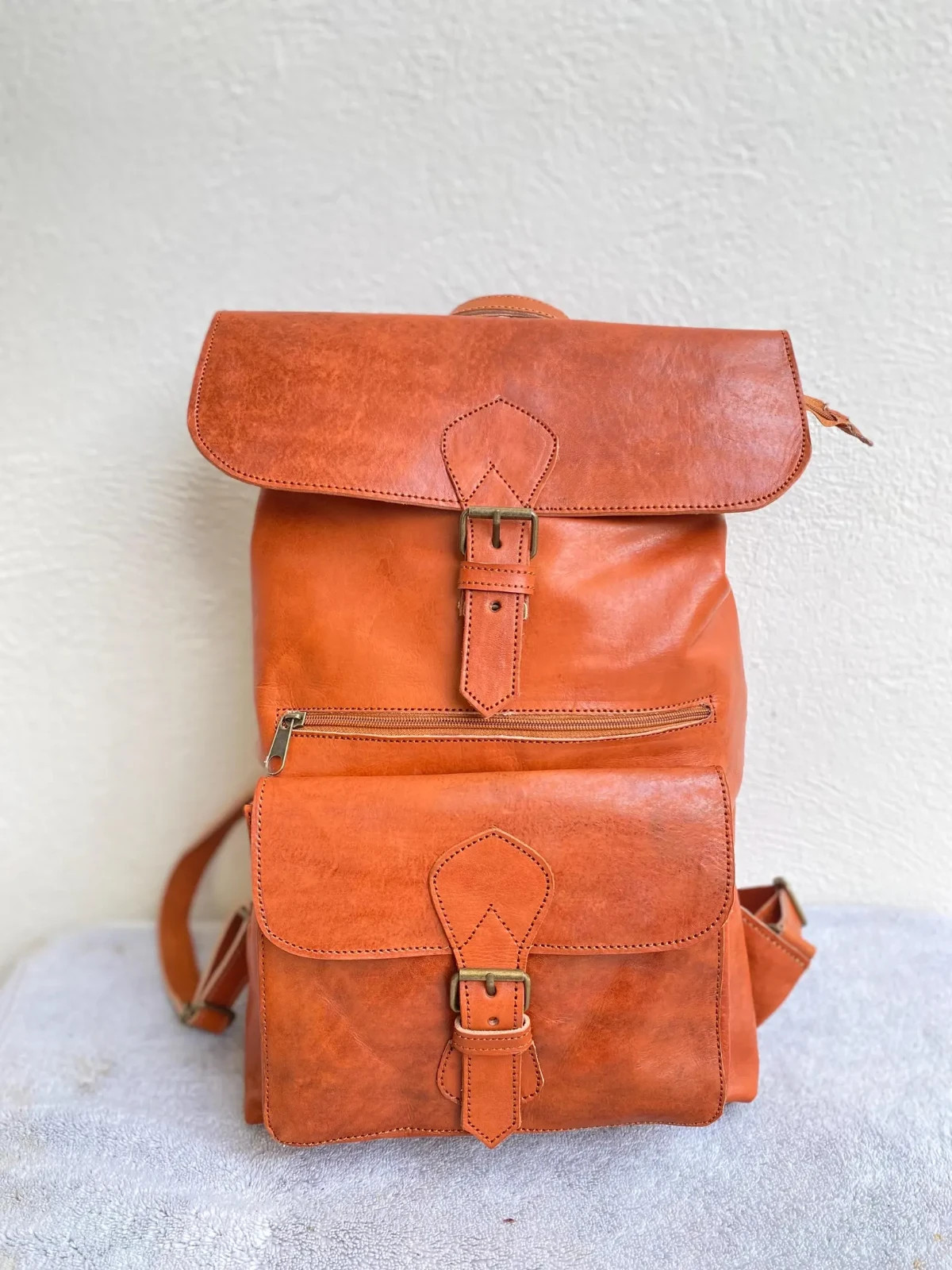 Handcrafted Genuine Leather XL Travel Bag – Cognac | 50cm x 30cm