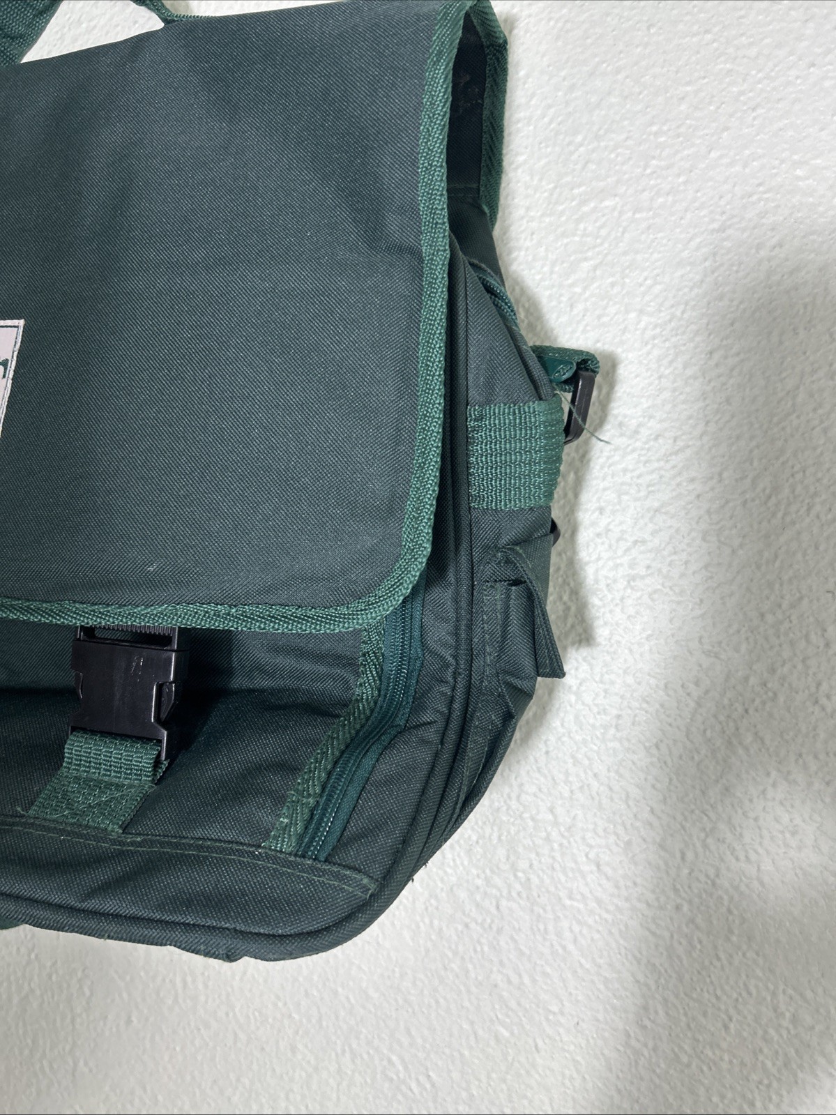 Vintage Perrier Sparkling Water Crossbody Messenger Bag Green 17x12x6