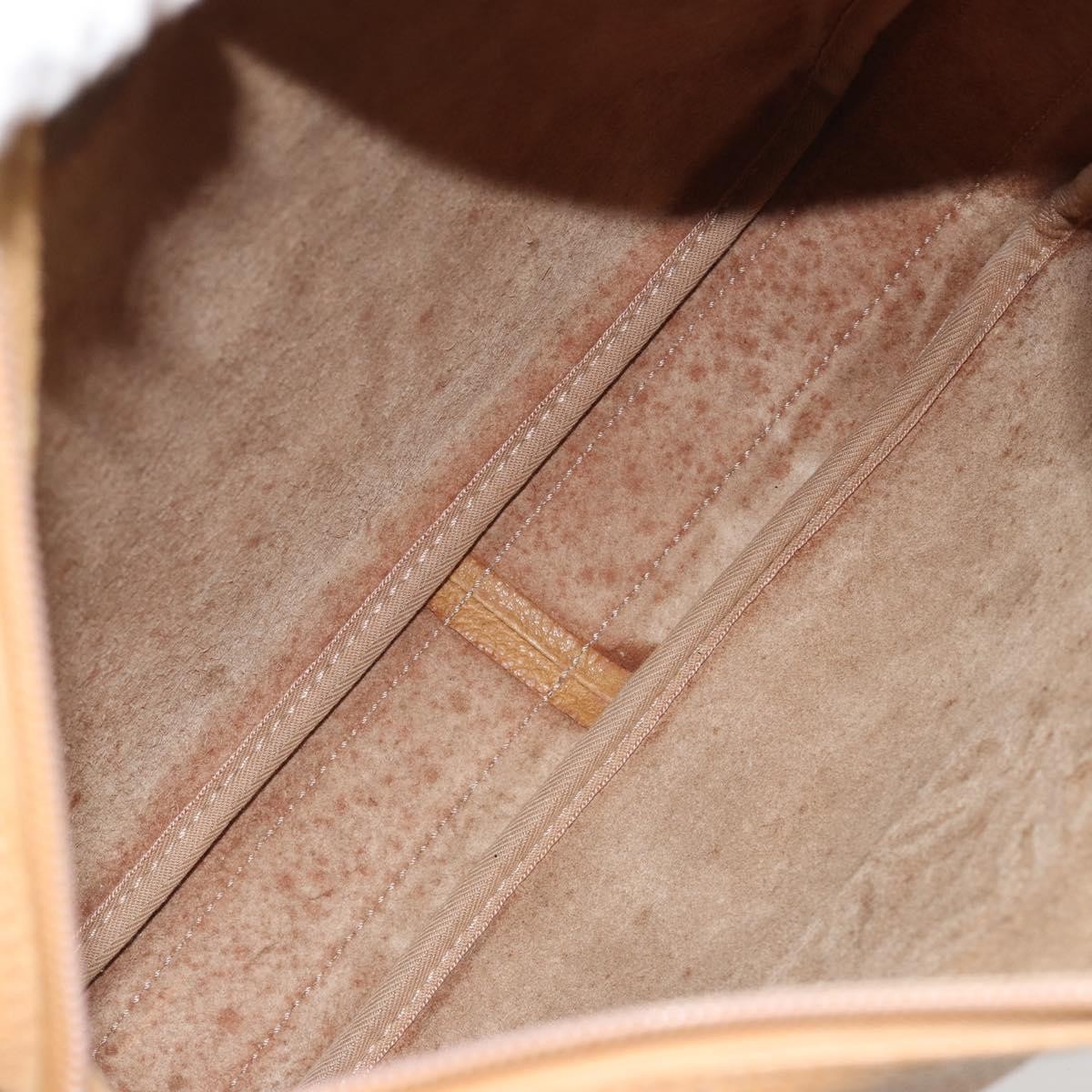 LOEWE Anagram Shoulder Bag Leather Beige Gold Auth 191290