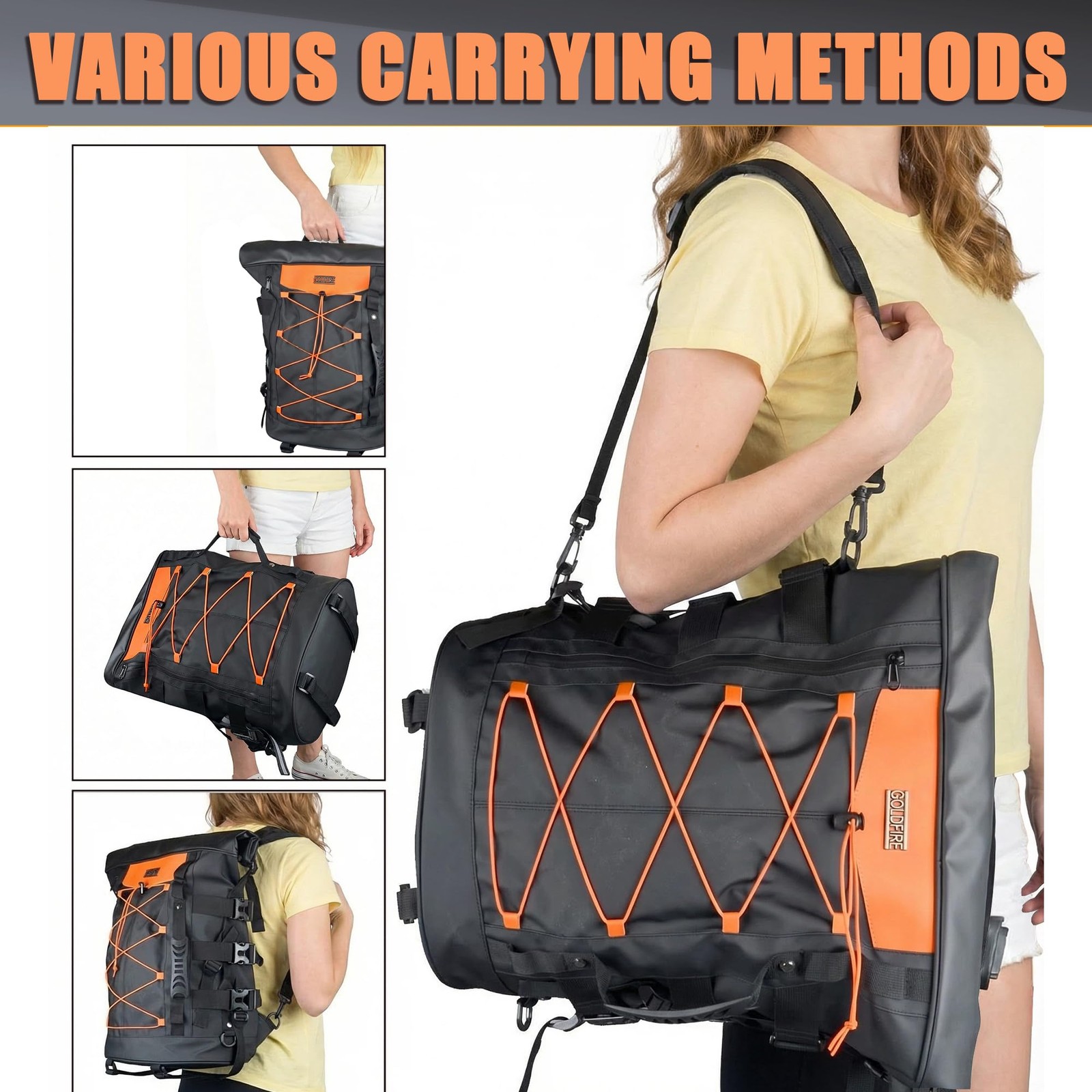 Expandable Motorcycle Travel Luggage Sissy Bar Bag Tail Bag Motorcycle Backpack: