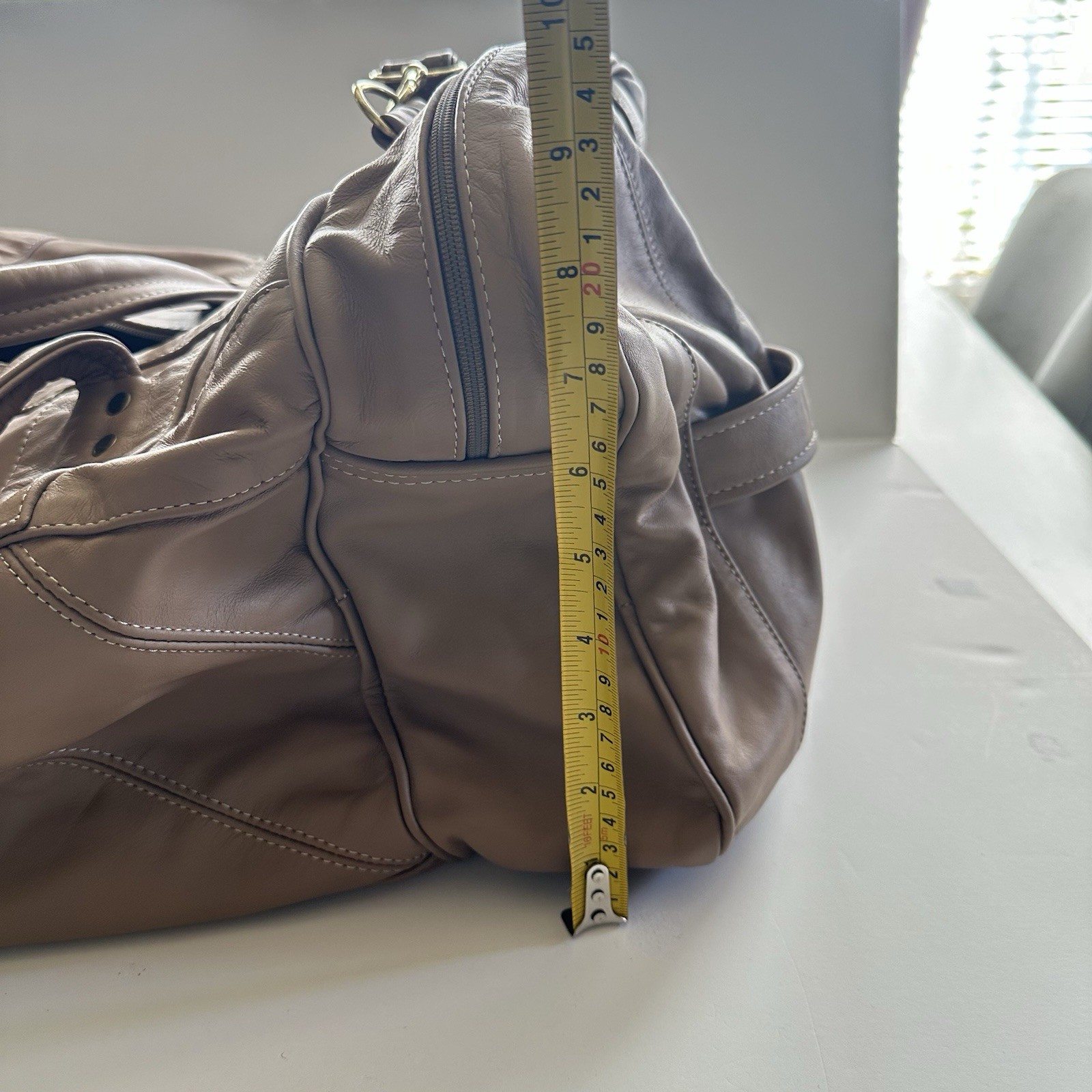 Handmade Mexico Vintage Carroll Top Grain Tan Leather Duffel Bag 22”x10”x12”