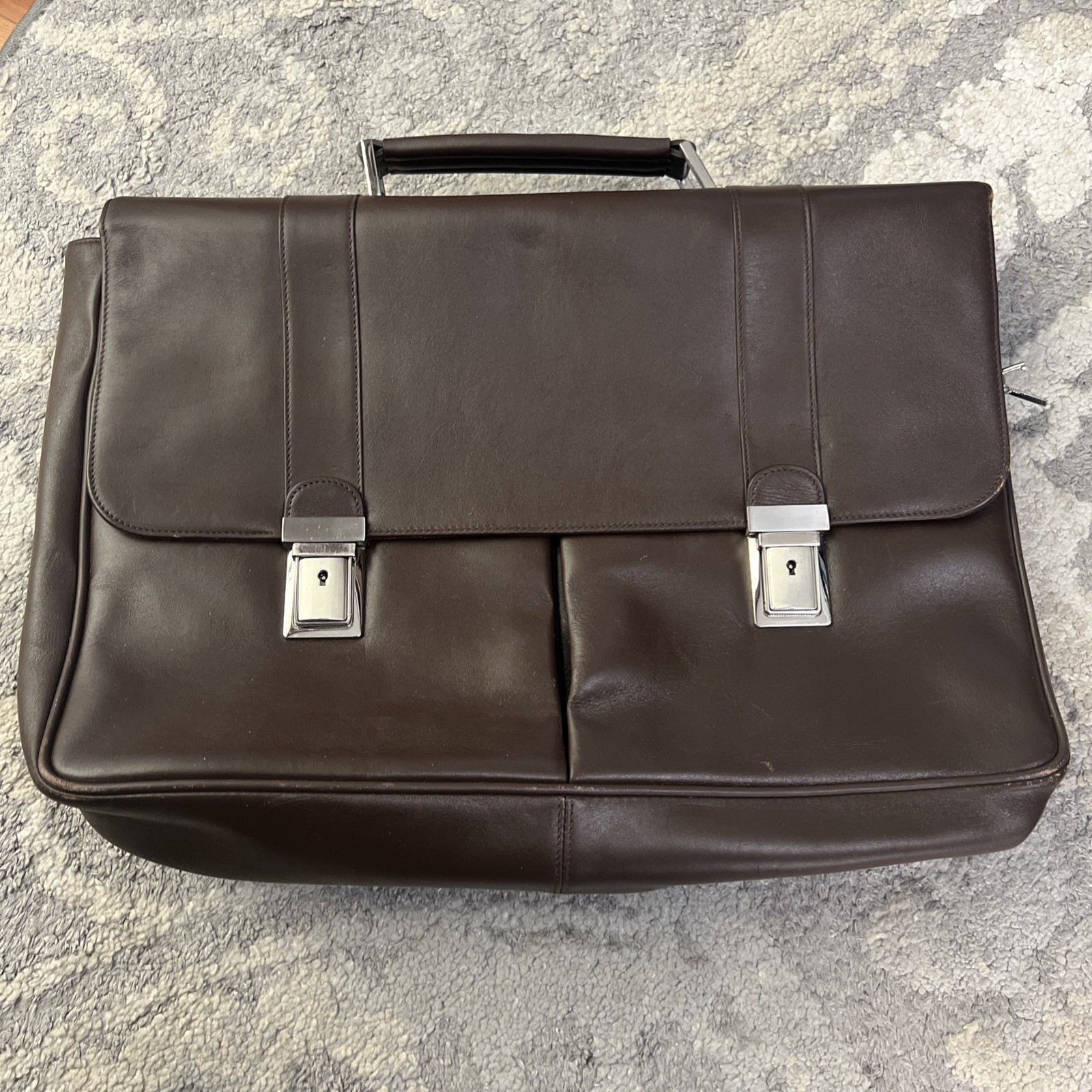 Vintage Marshall Fields Executive Briefcase Brown With Locks And Keys