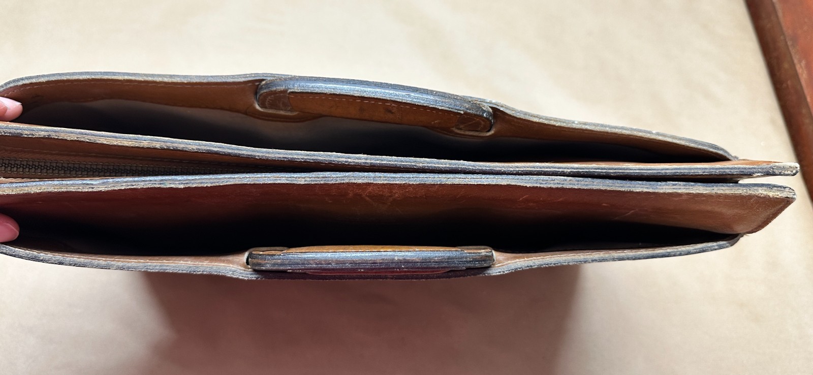 SCHLESINGER Brothers CASE SETTER California Saddle LEATHER BAG Briefcase Brown