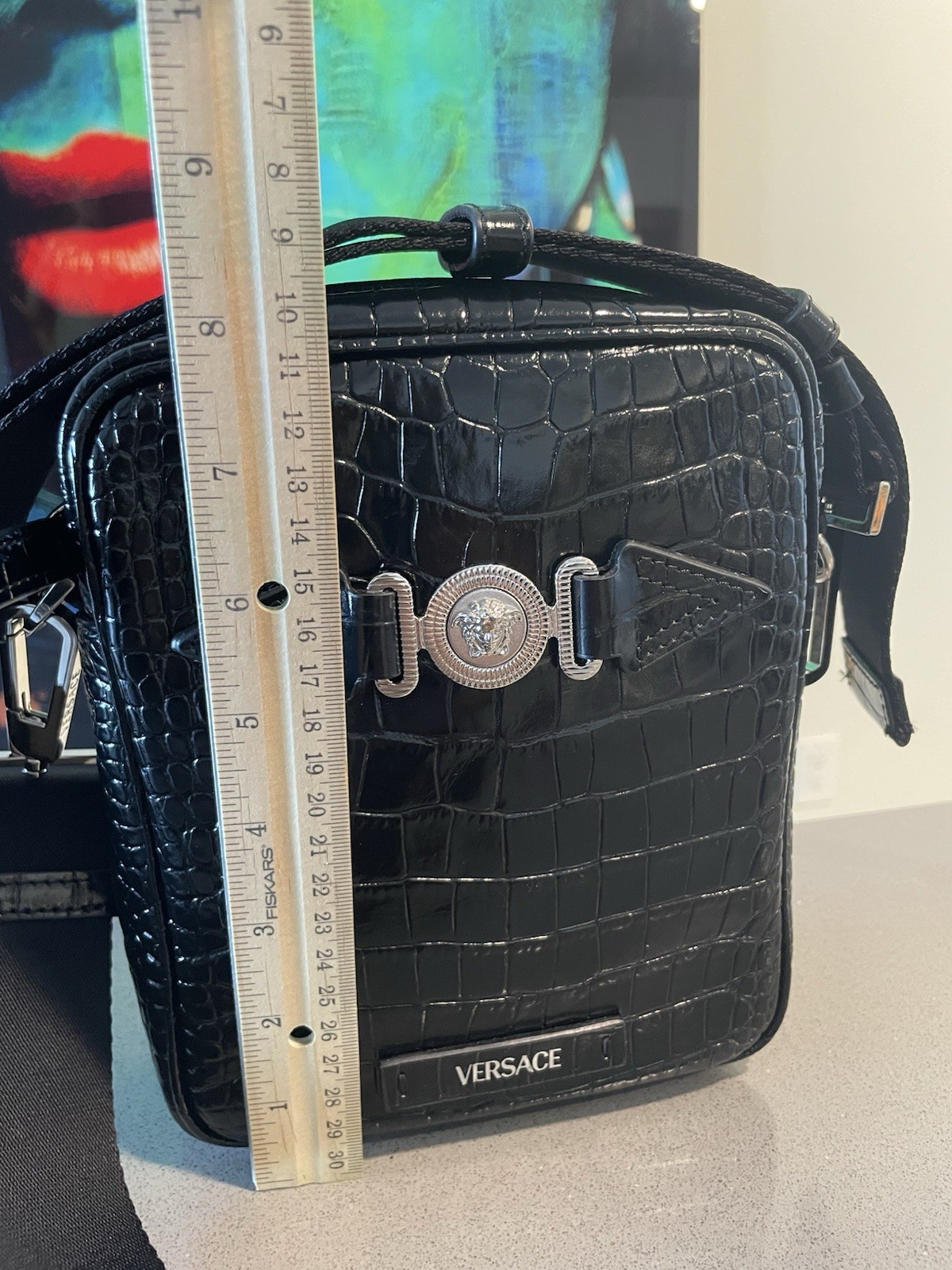 Versace Medusa Biggie crocodile-embossed crossbody bag $1400