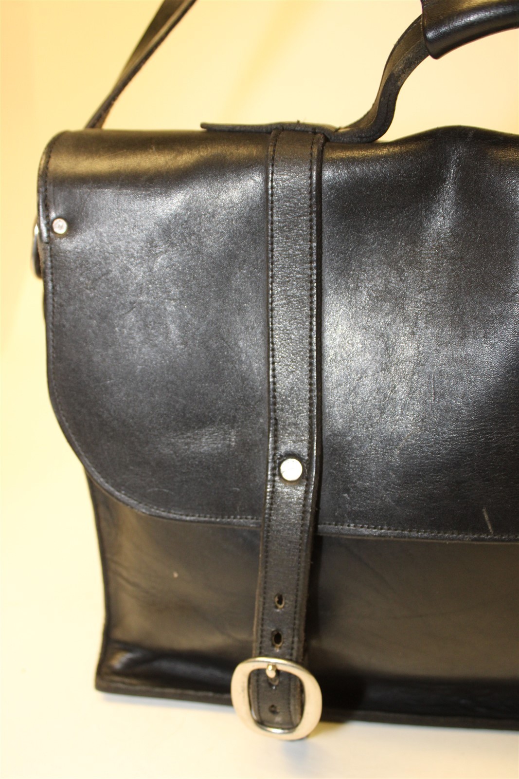 Premium Thick Leather Hand Crafted Large Black Messenger Bag