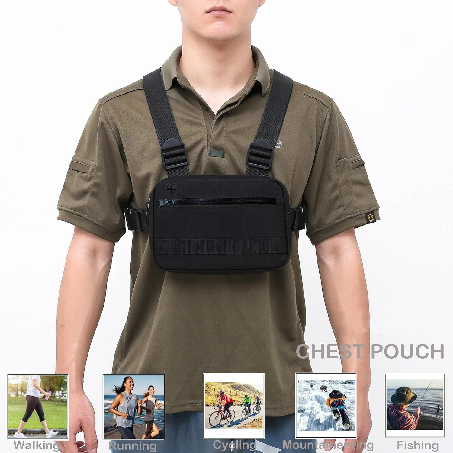 Sport Tactical Combat Chest Rig Bag Front Pouch Recon Kit Pack Protective Vest