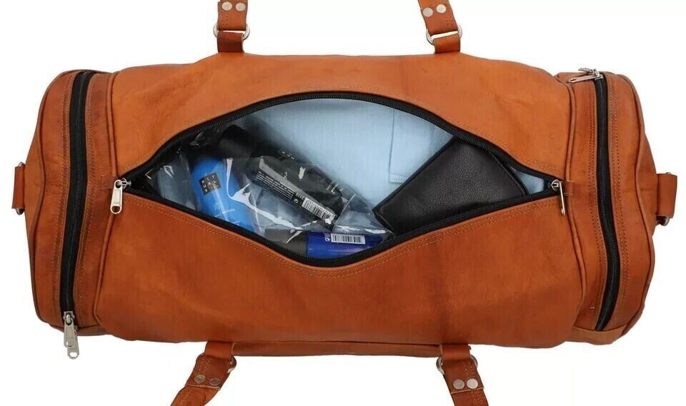 30″ Men’s Weekender Treated Leather Travel Luggage Gym Genuine Duffel Bag