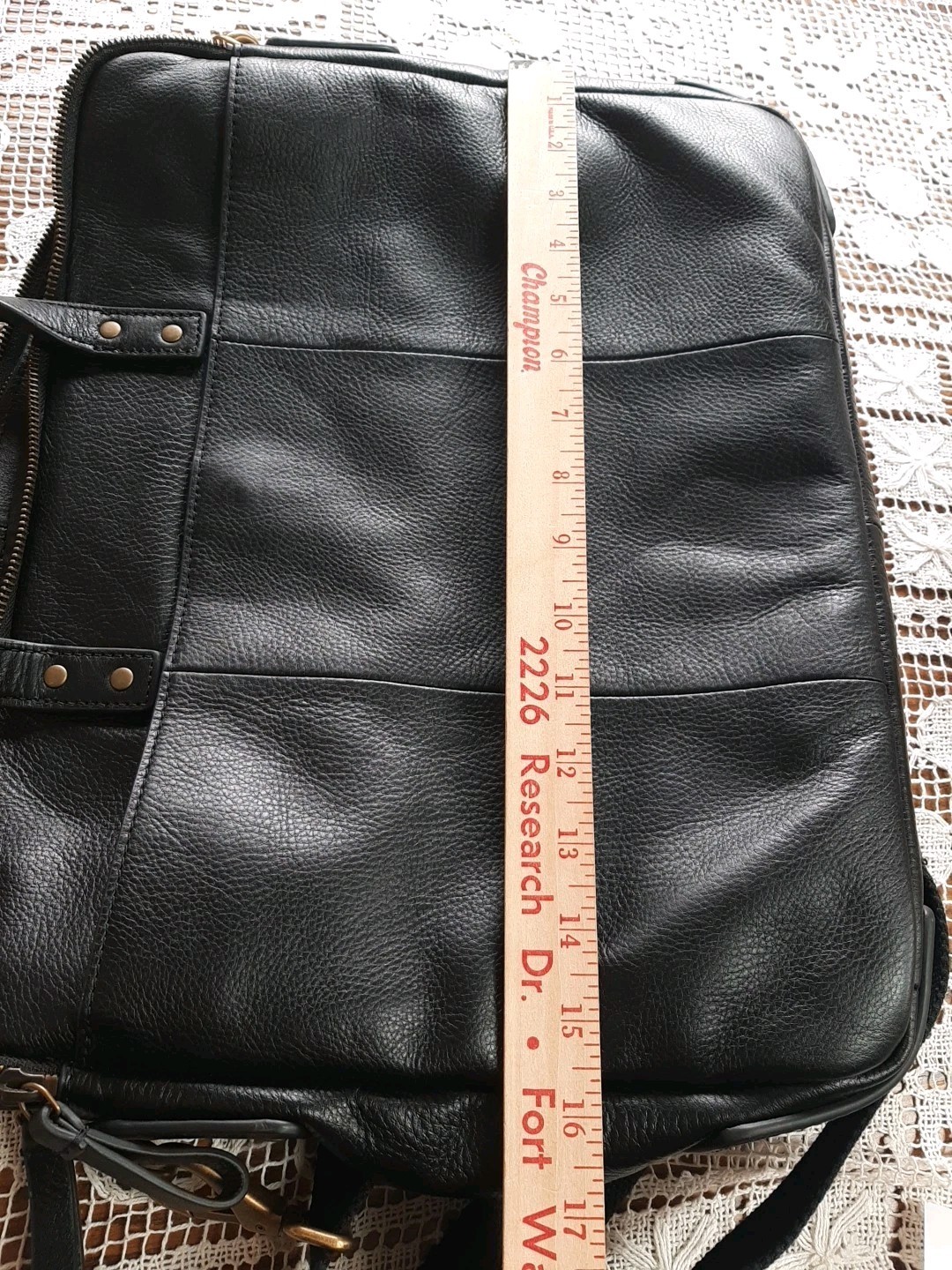 Fossil Men’s Haskell Black Leather Briefcase Business Attache 16.5″X4″X12.5″ NEW