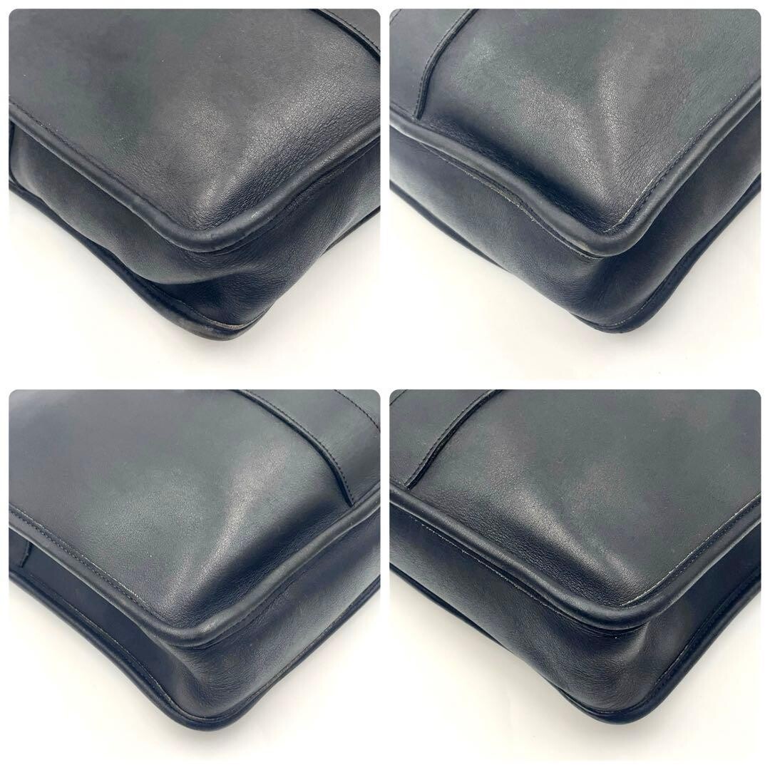Coach Glove Tanned Leather Briefcase 2 Way Black Business Bag 5282 Men A4 PC
