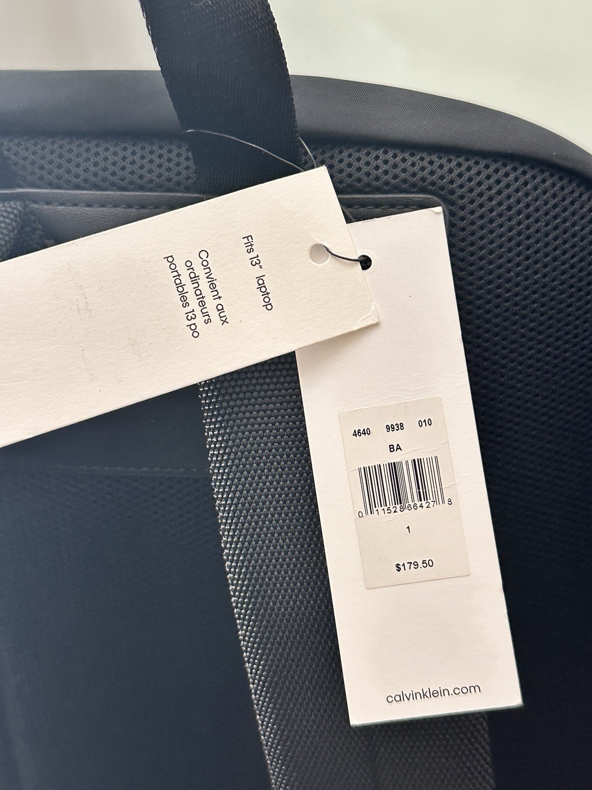Calvin Klein Black Nylon Flap Backpack Laptop Sleeve Travel School Bag NWT