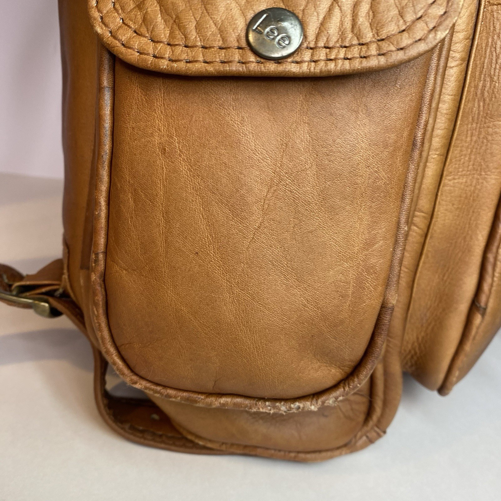 Large Vintage Handmade Leather Backpack Brown Travel Rucksack Lined