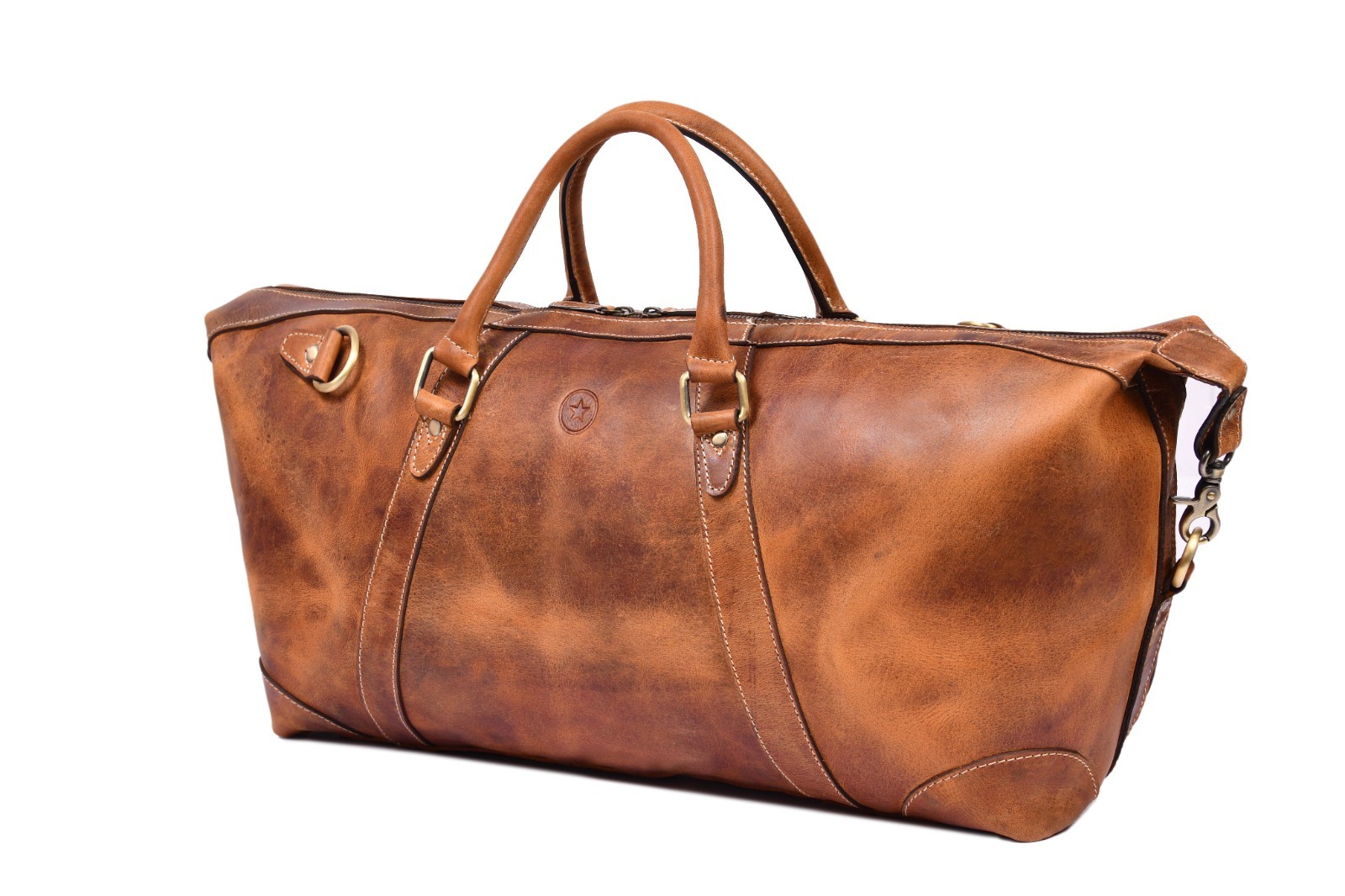 ALG Travel Duffel Bag 20 Inch Top Grain Weekender Bag for Men Brown