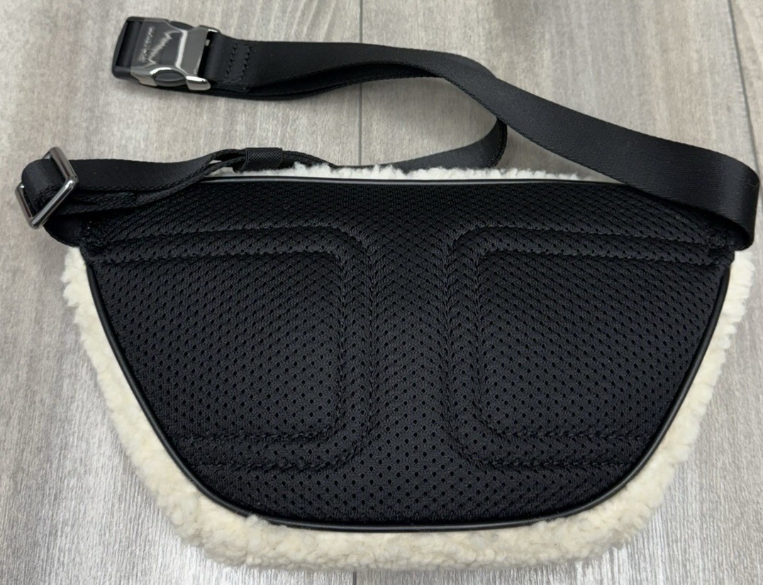 Michael Kors Cooper Faux Shearling Mini Belt Bag Sling Pack Natural