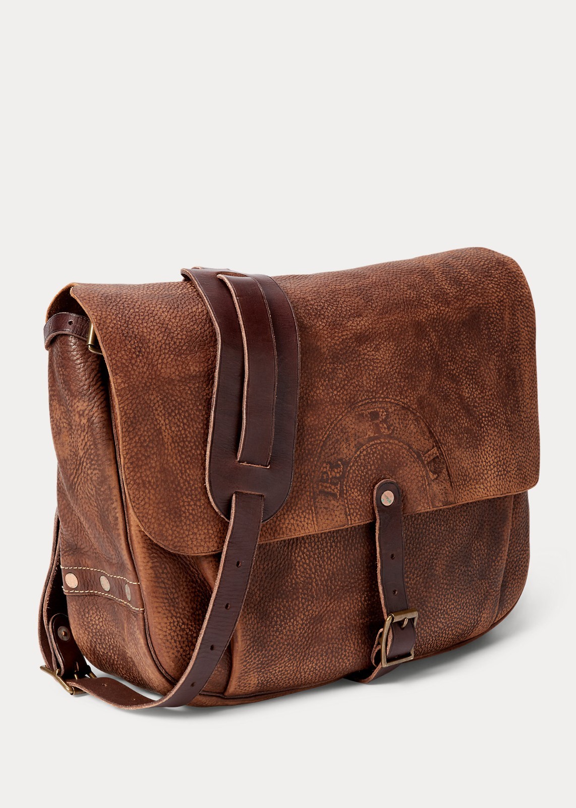 RRL Ralph Lauren Vegetable Tanned Cowhide Pebbled Leather Mailbag-MEN-RARE !