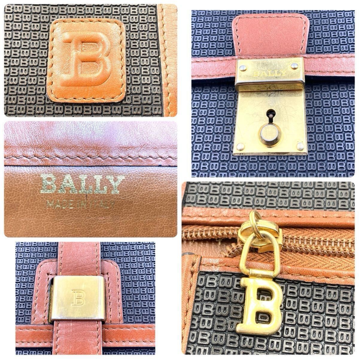 BALLY Shoulder Bag Sacoche PVC Leather Made in Italy Luxury 30x26x3.5cm