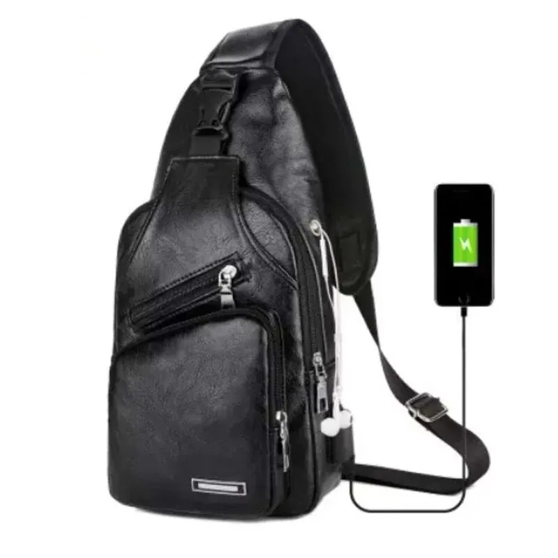 Simple and Fashionable Casual Solid Color PU Multifunctional USB Charging Zipper