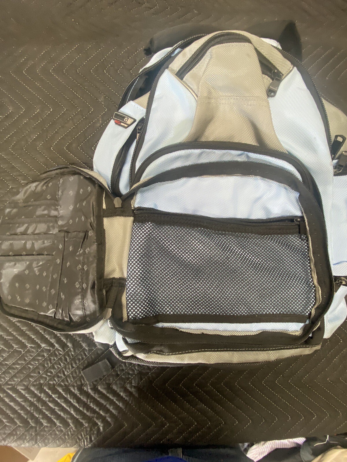 Ful Padded Laptop Backpack Blue Grey Pockets Dividers Travel Waterproof Bag