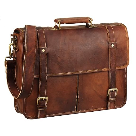 Leather Messenger Bag for Men Vintage Handmade Laptop Shoulder Briefcase Satchel