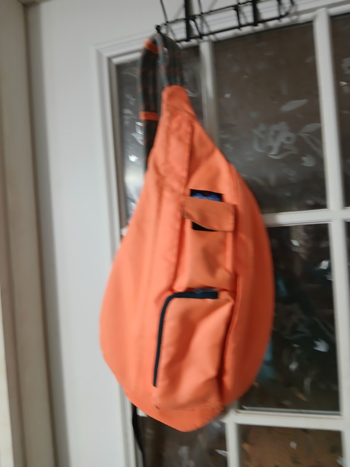 KAVU Adjustable Rope Sling Bag Bright Orange- Crossbody Outdoor Pockets