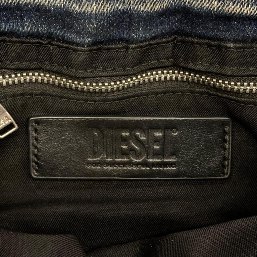 DIESEL Indigo Cotton Leather Shoulder Bag Men Crossbody 10.2×7.5×3.5 in 104cm