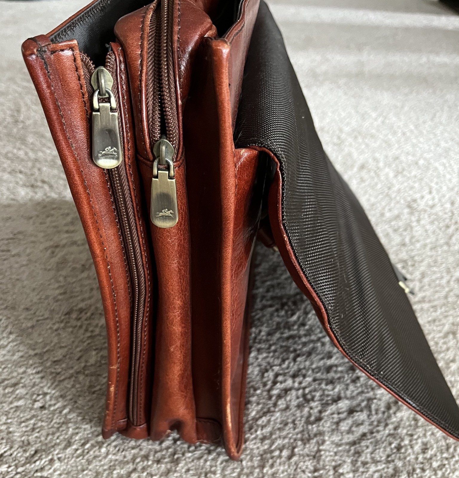Mancini Cognac Leather Briefcase/Laptop Bag