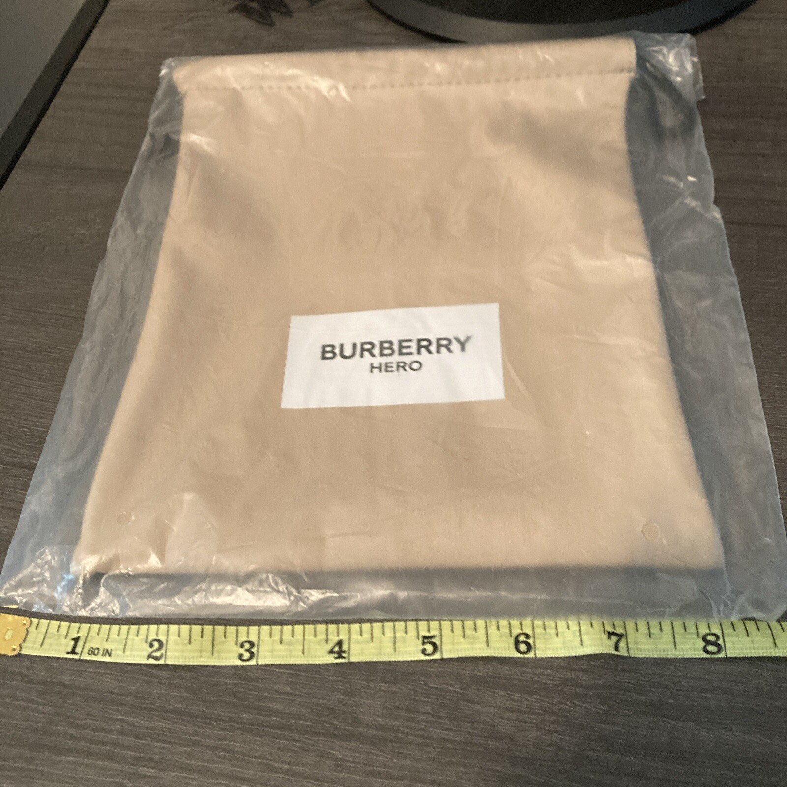BURBERRY Hero Gift Bag Drawstring New Sealed Beige Brown Limited Ed. 7×9