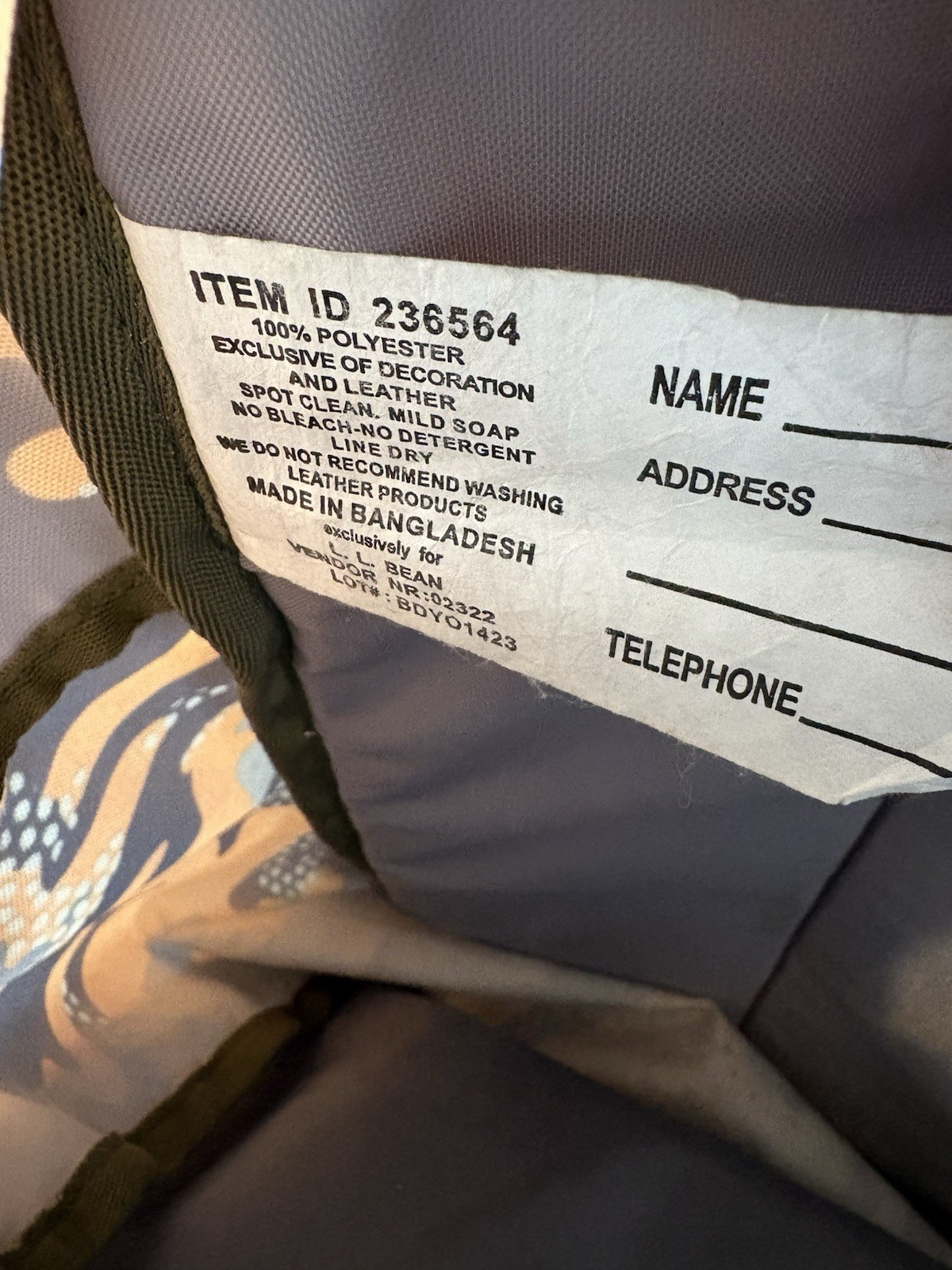 LL Bean Backpack Orange Grey Black Camo Reflective Outdoors School Item #236564