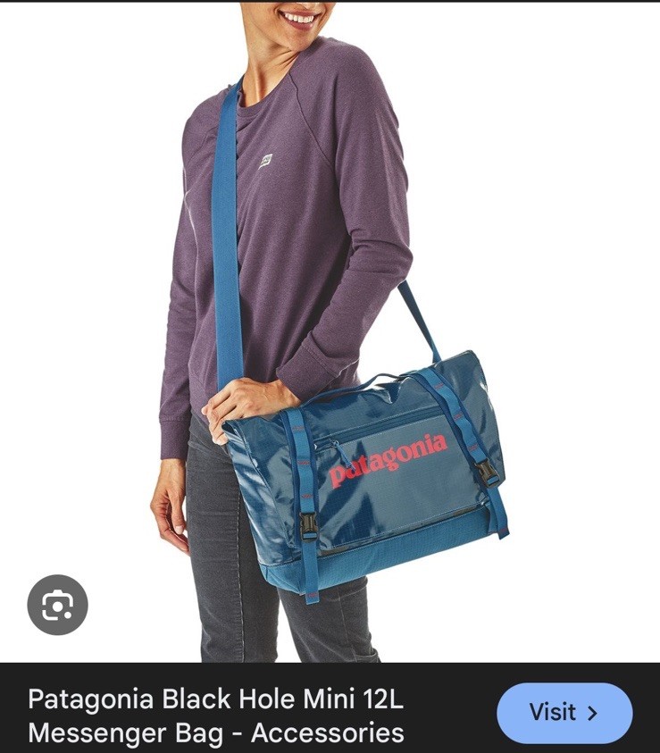 RARE Patagonia Black Hole Messenger 12L Bag Grey Turquoise Green Laptop 49321