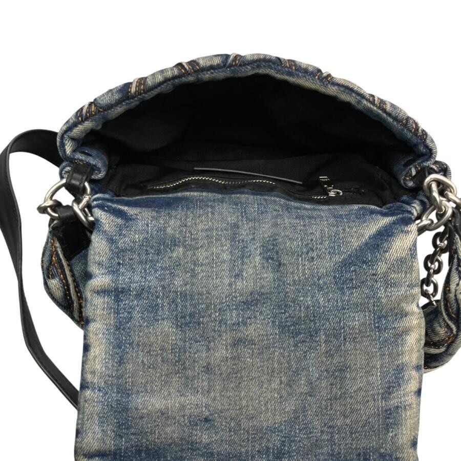 DIESEL Indigo Cotton Leather Shoulder Bag Men Crossbody 10.2×7.5×3.5 in 104cm