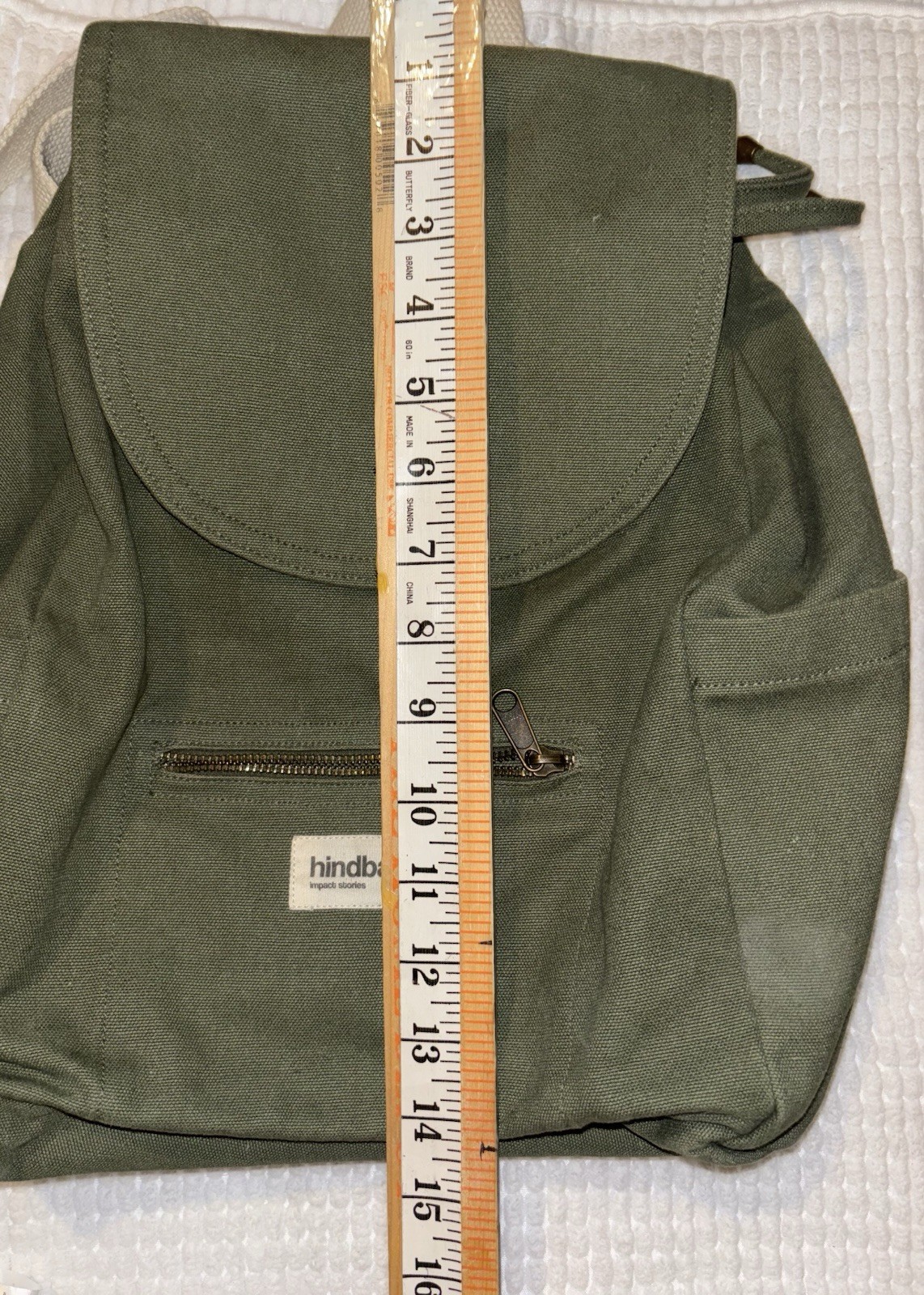 Hindbag Unisex Eliot olive green canvas Backpack bag with charm
