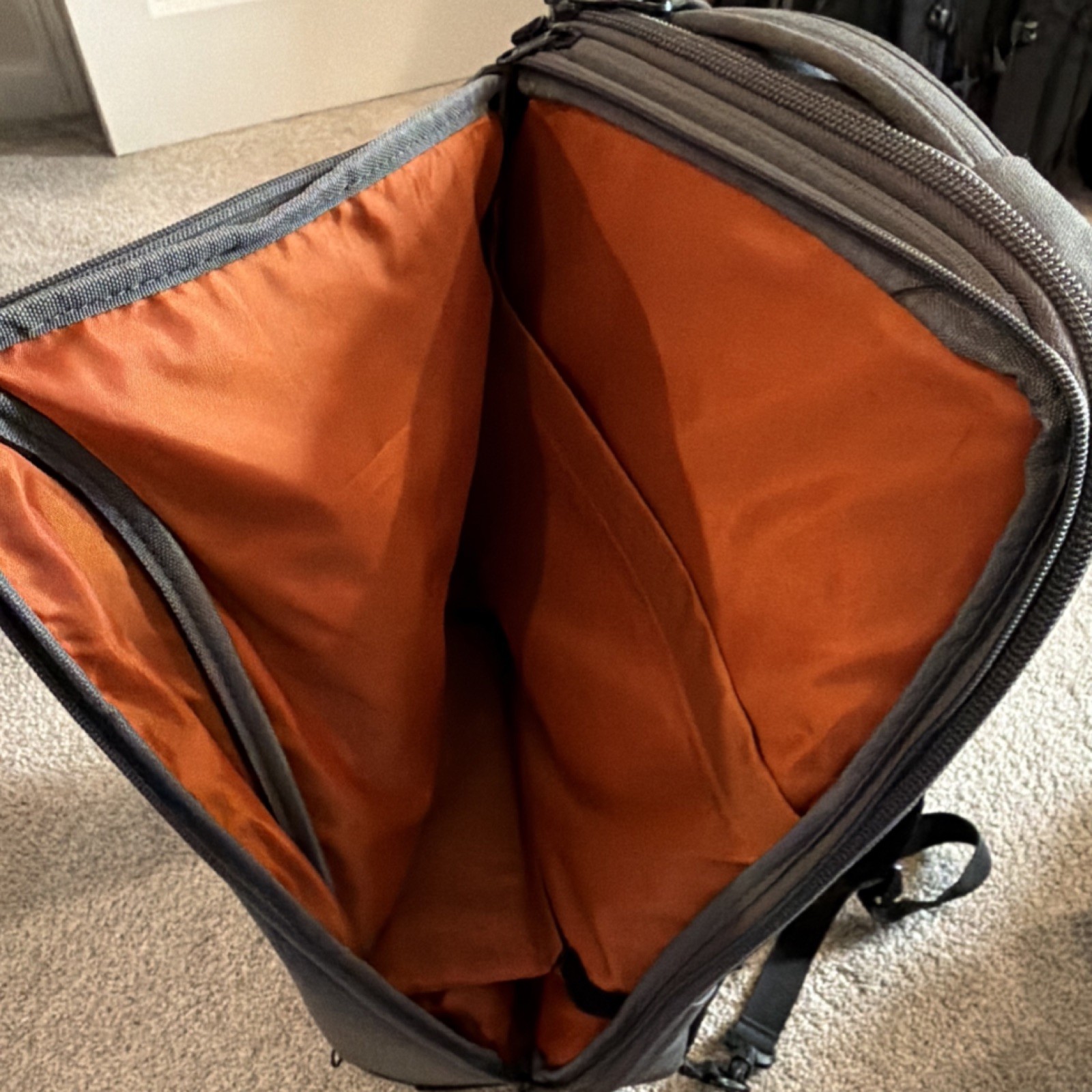 eBags Gray Backpack Organizer with Inner Dividers and Orange Interior