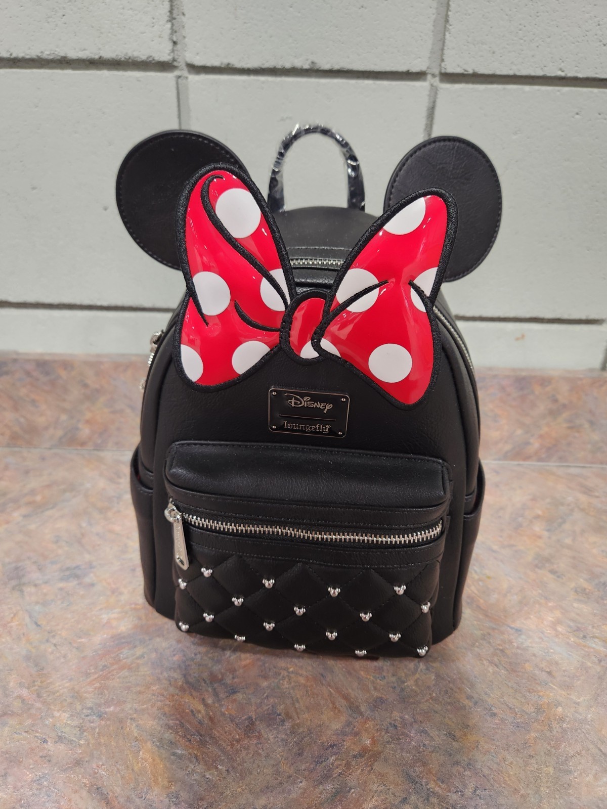Loungefly Disney Minnie Mouse Classic Bow Quilted Texture Ear Mini Backpack