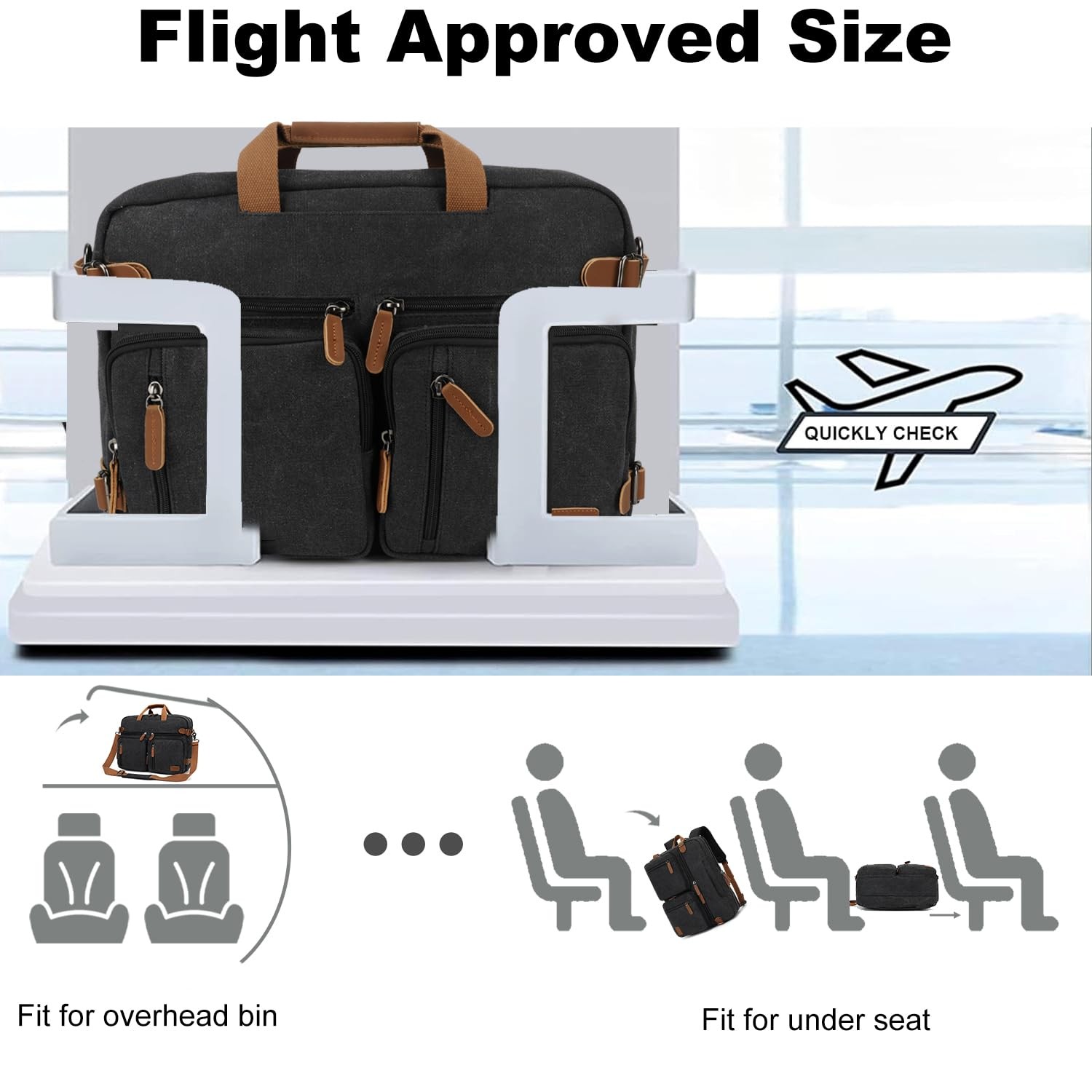 3 in 1 Convertible Briefcase Backpack 17.3 inch Laptop Backpack Case Messenge