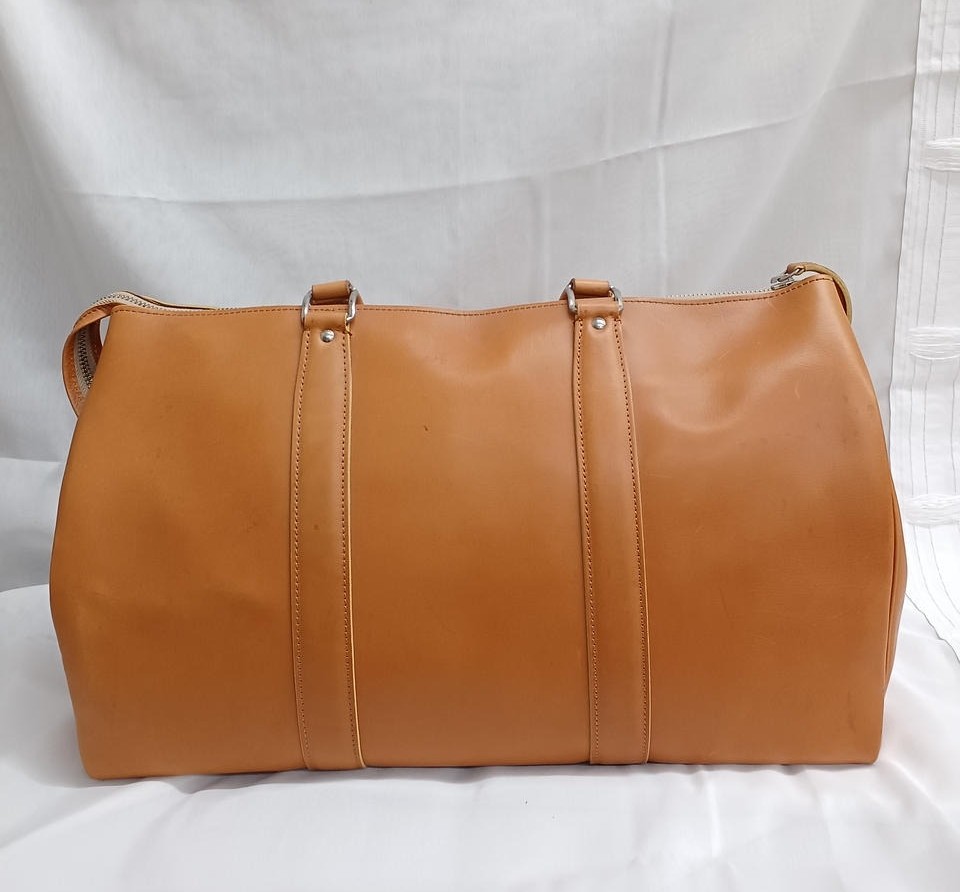 PORTER TAND Boston bag Camel Brown Leather Men Duffle bag Large capacity