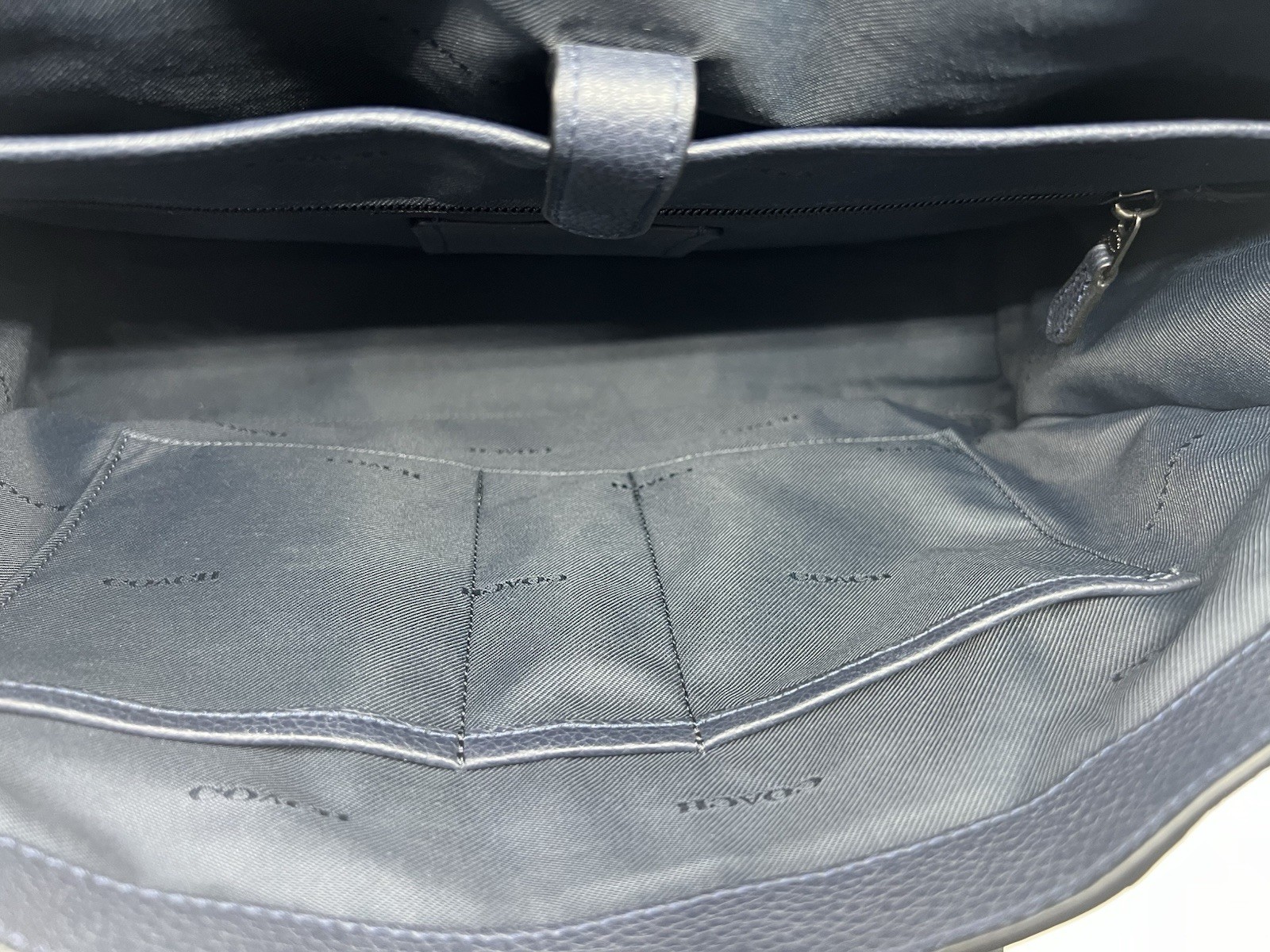 COACH Metropolitan Portfolio Navy Leather Signature Canvas Blocking Briefcase