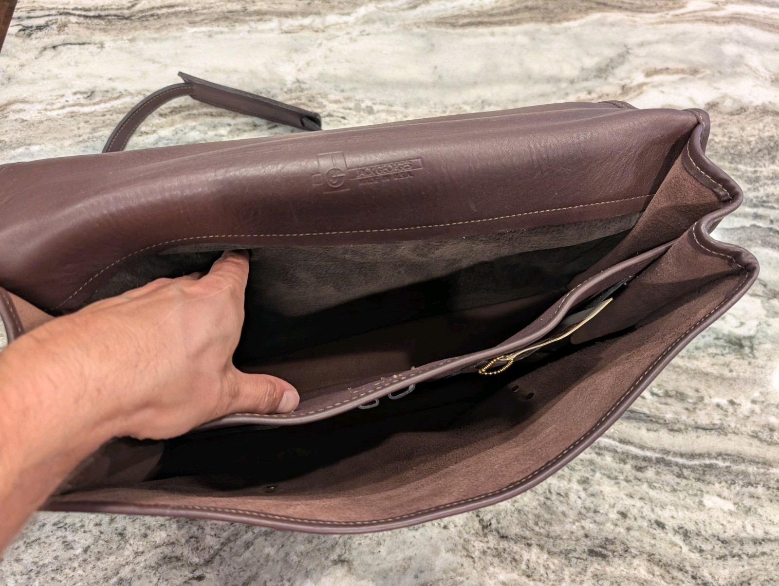 Brown Jack Georges University Professional Leather Briefcase Messenger Bag #2456