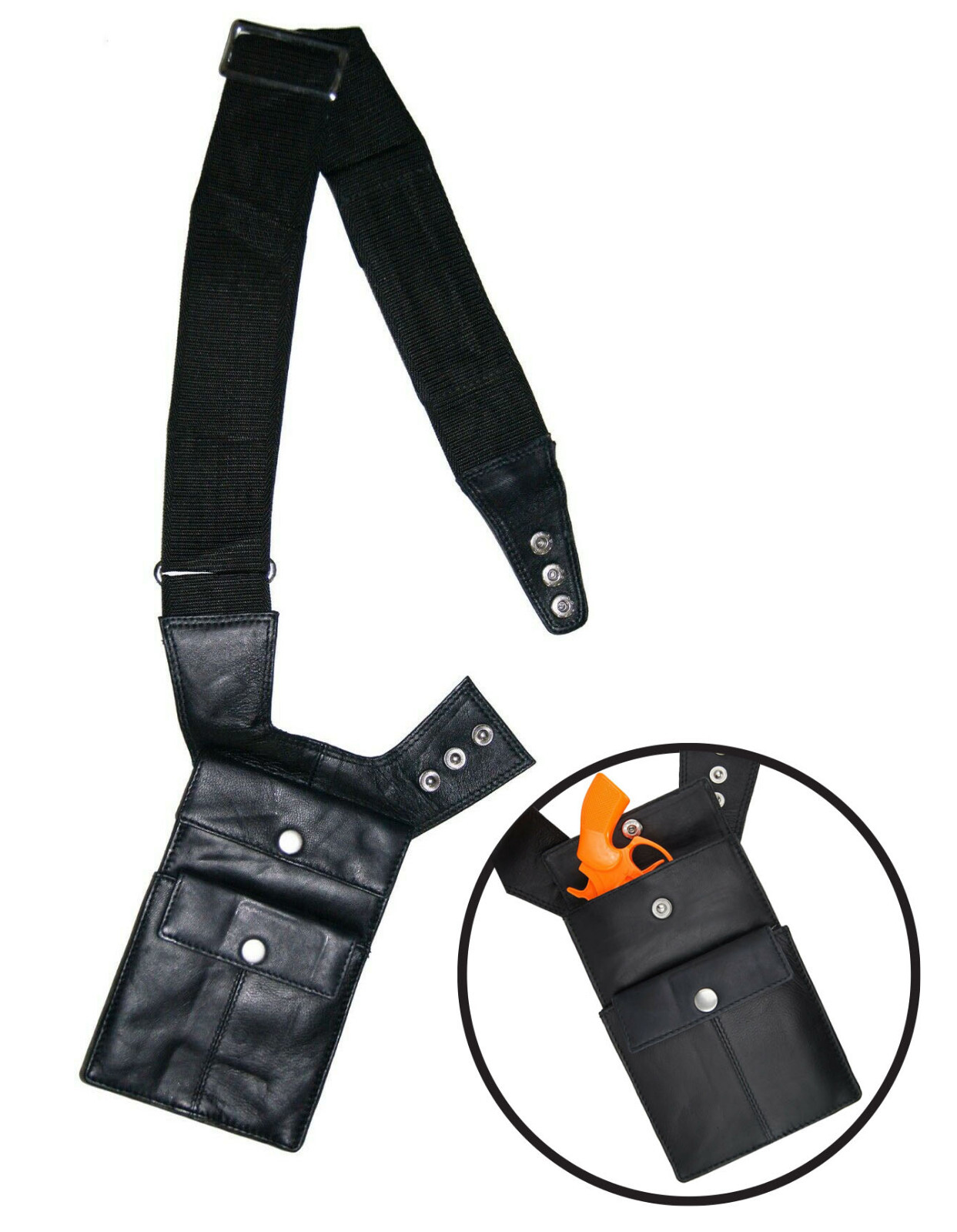 Black Leather Anti-Theft Hidden Underarm Shoulder Bag Phone Pouch Wallet Holster
